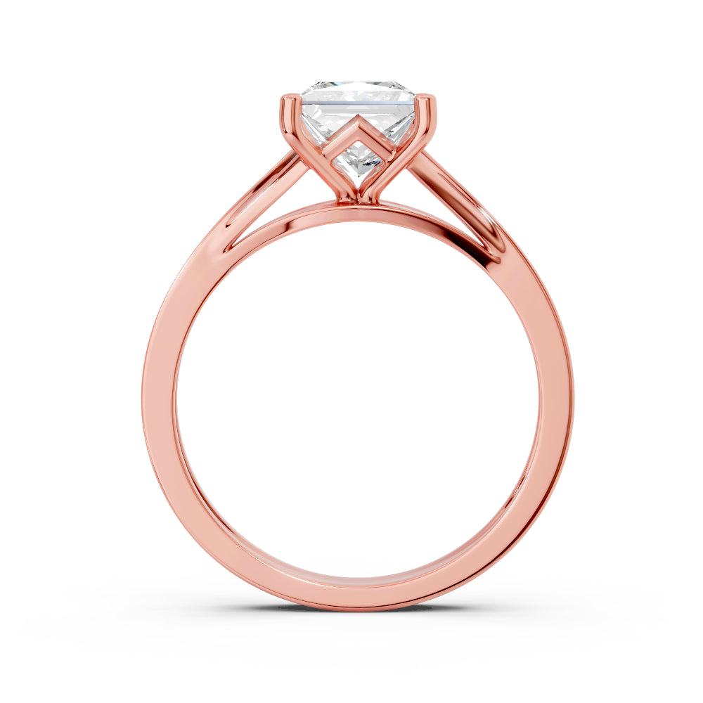1.03 CARAT Square Moissanite Solitaire with Side Accents Engagement Ring in 14K Yellow Gold Plated
