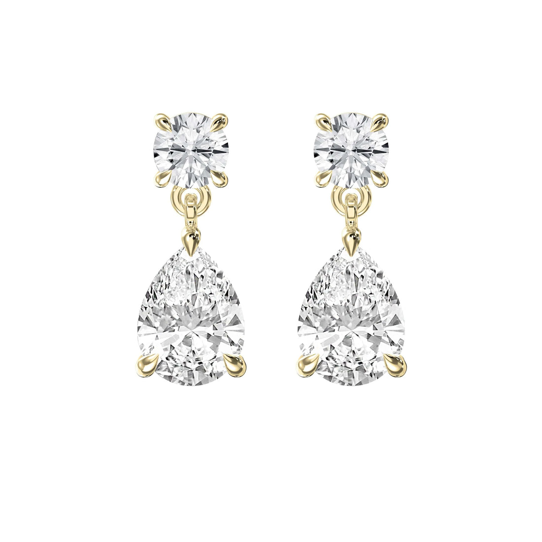 1.5 ct Pear Cut Moissanite Drop Earrings with Round Solitaire Studs in 925 Sterling Silver