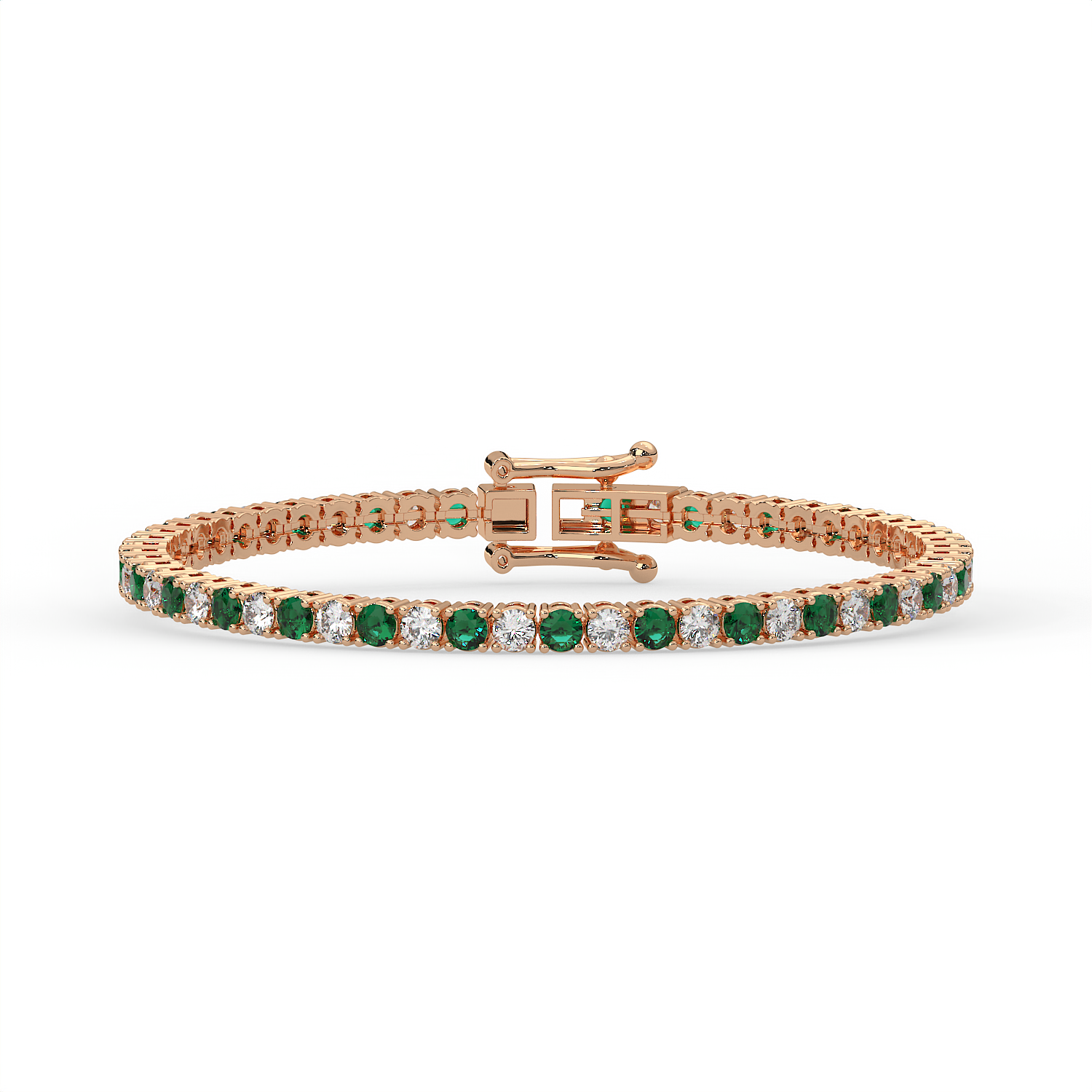 5 CT Green Synthetic & White Round Cut Moissanite Tennis Bracelet in 925 Sterling Silver | 14K White Gold Vermeil