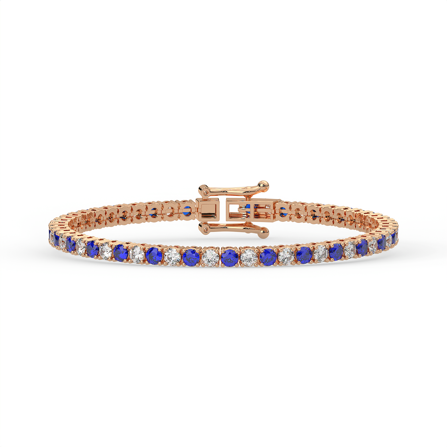5 CT Blue Synthetic & White Round Cut Moissanite Tennis Bracelet in 925 Sterling Silver | 14K White Gold Plated