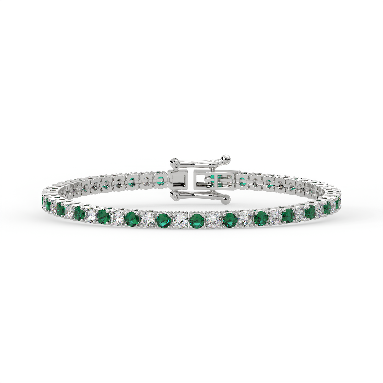 5 CT Green Synthetic & White Round Cut Moissanite Tennis Bracelet in 925 Sterling Silver | 14K White Gold Vermeil