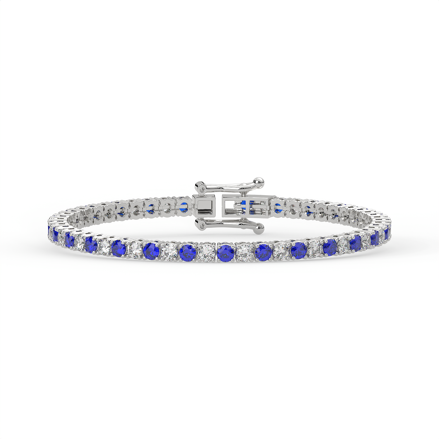 5 CT Blue Synthetic & White Round Cut Moissanite Tennis Bracelet in 925 Sterling Silver | 14K White Gold Plated