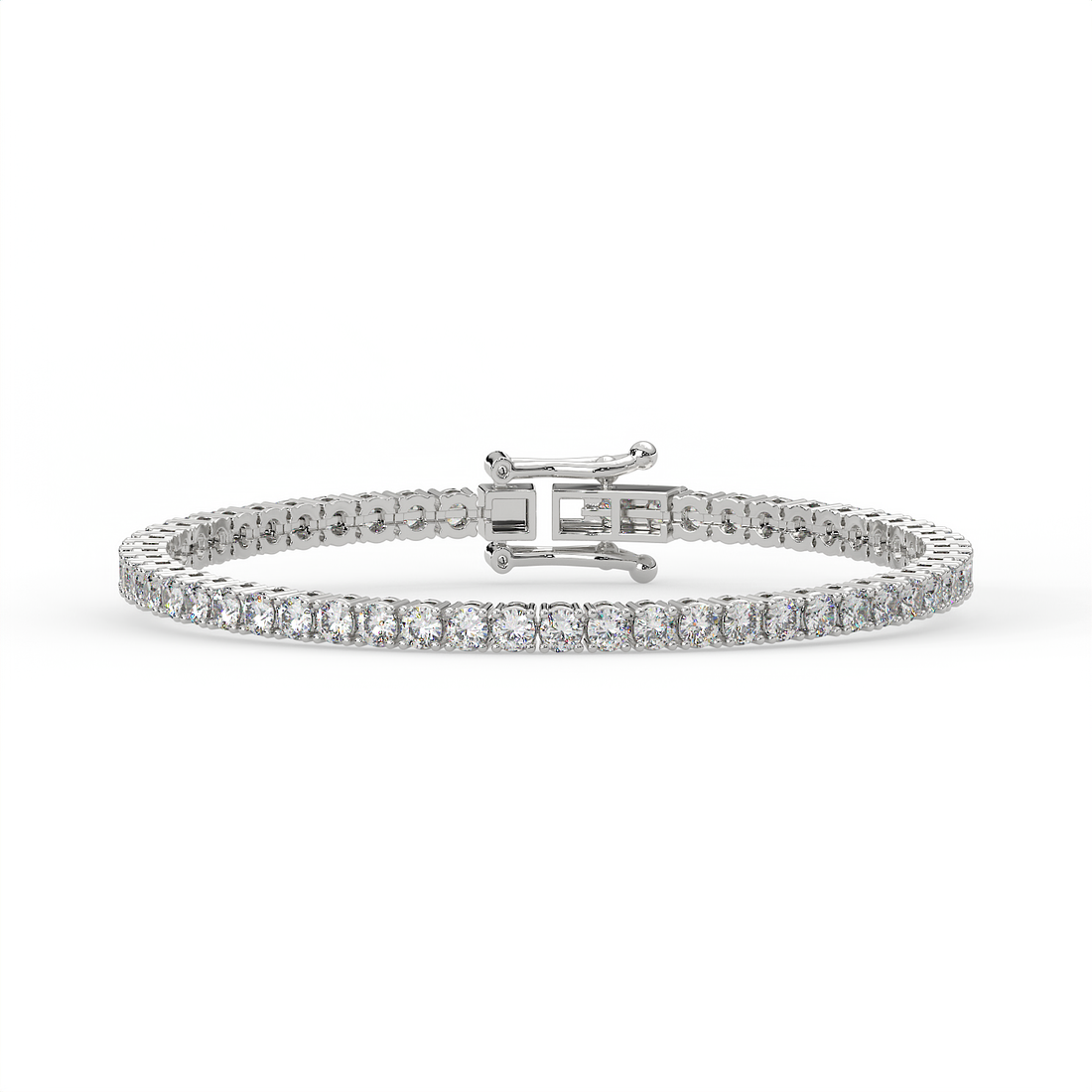5 CT Round Cut Moissanite Tennis Bracelet in 925 Sterling Silver | 14K White Gold Plated