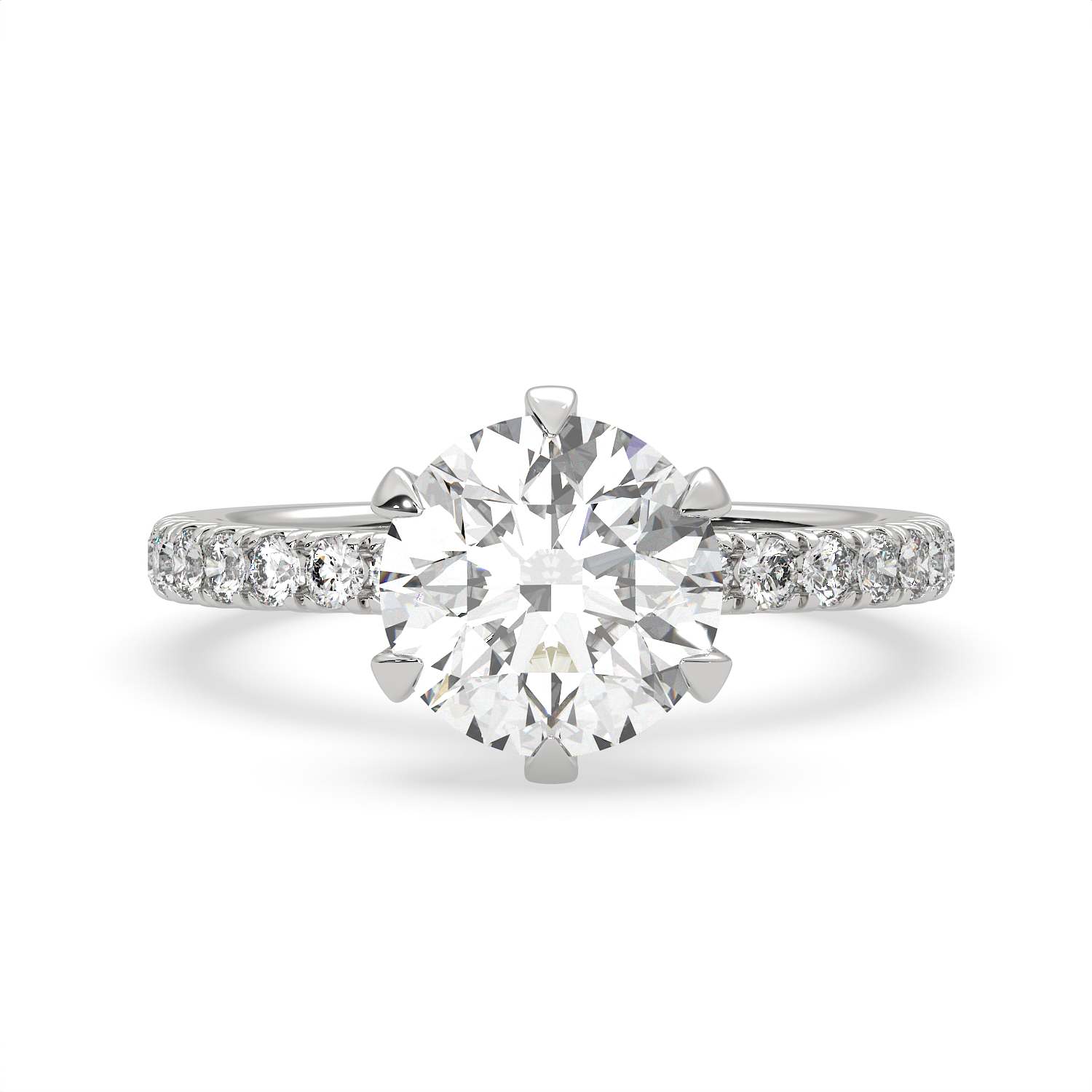 3 CT Round Cut Moissanite Solitaire Engagement Ring with Side Accents 14K Gold Vermeil