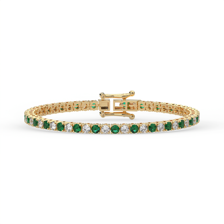 5 CT Green Synthetic & White Round Cut Moissanite Tennis Bracelet in 925 Sterling Silver | 14K White Gold Vermeil
