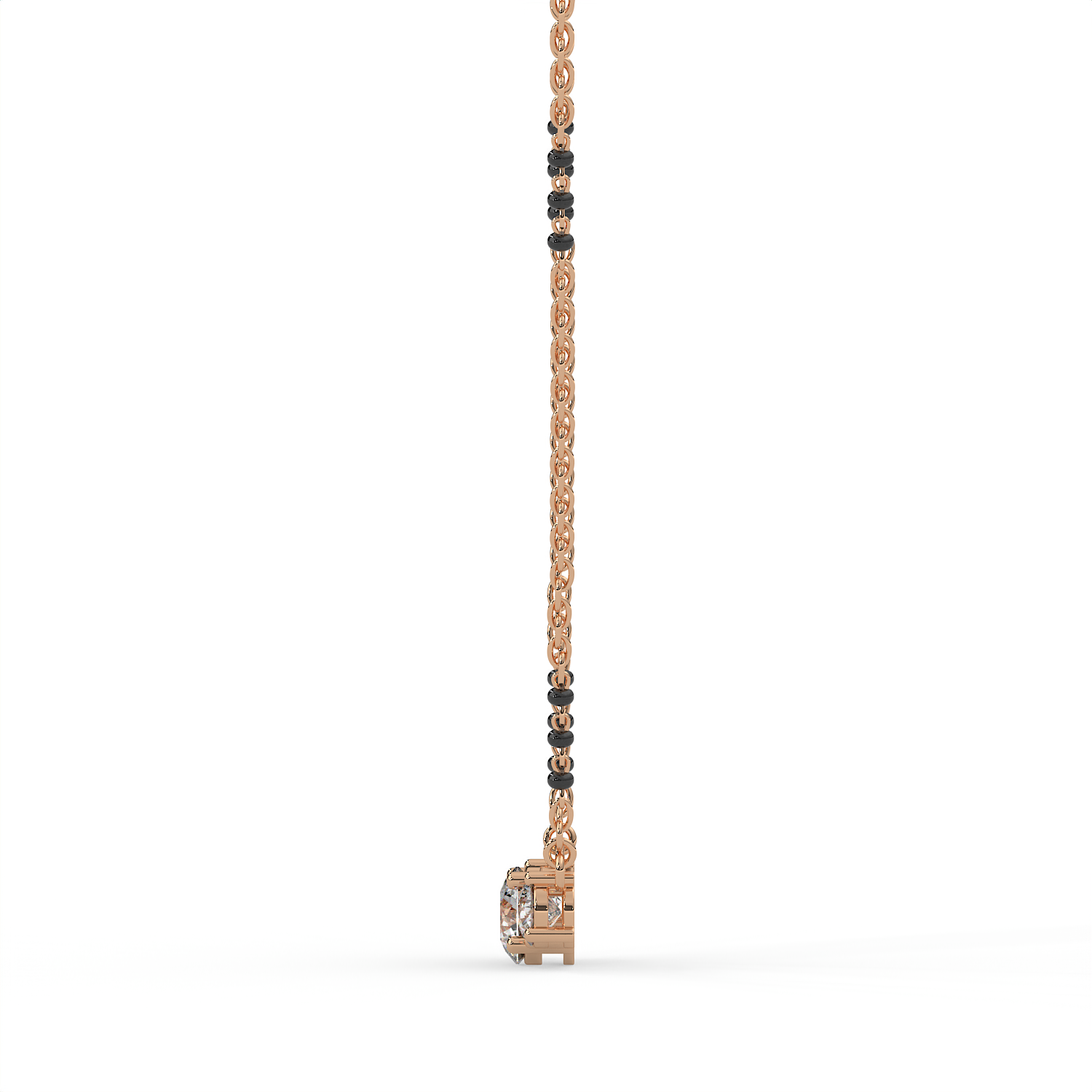 2 CT Three Stone Round Cut Moissanite Mangalsutra Necklace in 925 Sterling Silver with 14K Gold Vermeil