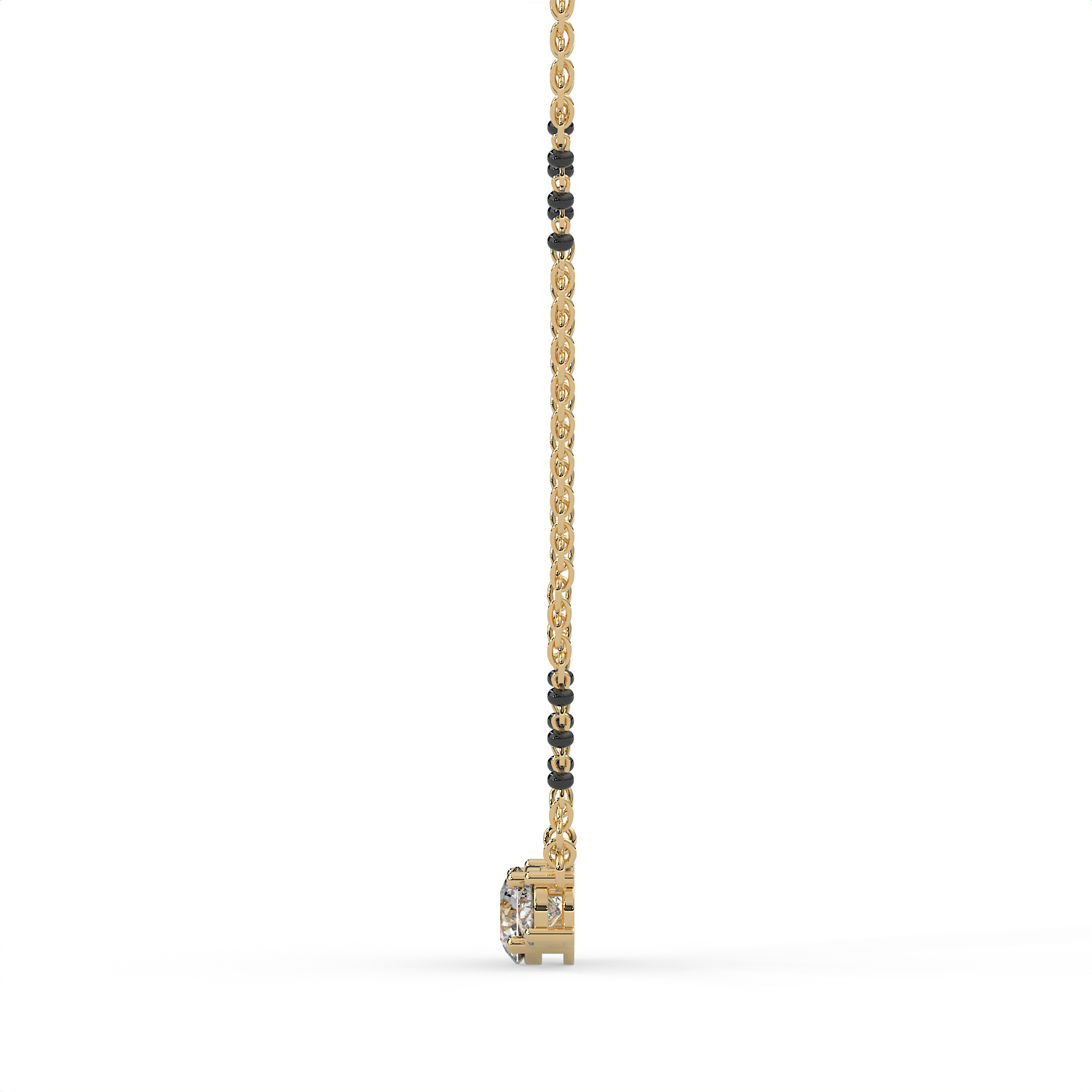 2 CT Three Stone Round Cut Moissanite Mangalsutra Necklace in 925 Sterling Silver with 14K Gold Vermeil