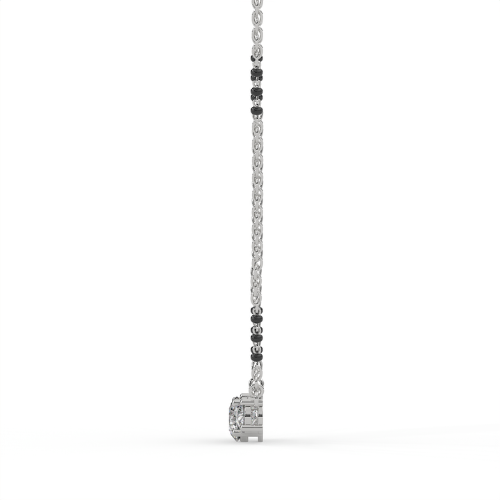 2 CT Three Stone Round Cut Moissanite Mangalsutra Necklace in 925 Sterling Silver with 14K Gold Vermeil