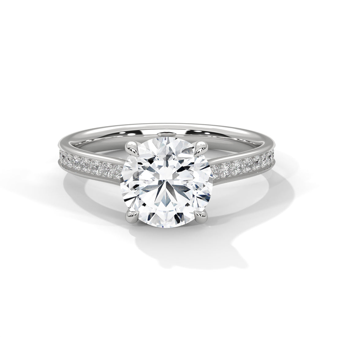 1.29 CT Round Cut With Side Accents Solitaire Diamond Ring