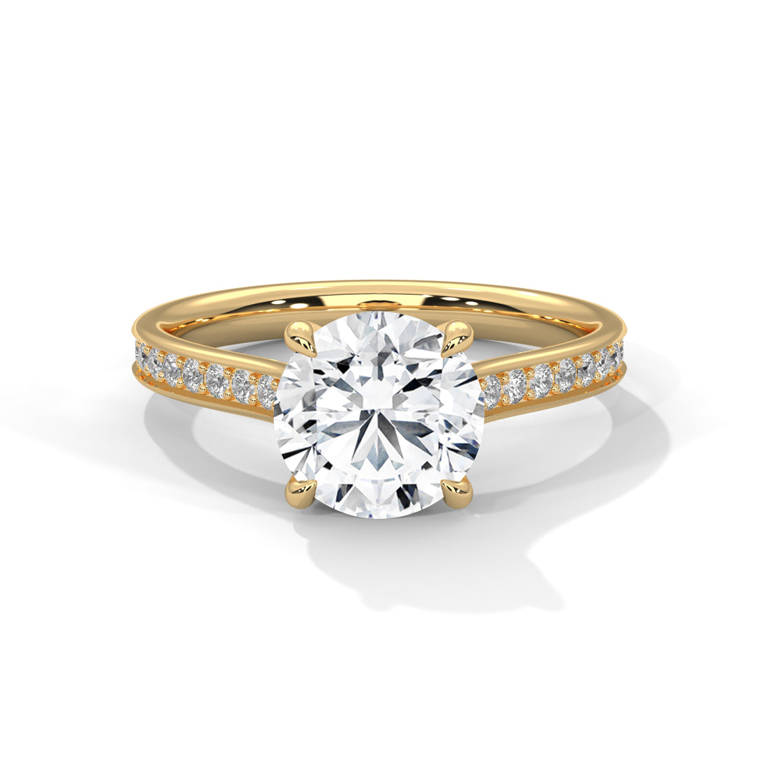 1.29 CT Round Cut With Side Accents Solitaire Diamond Ring