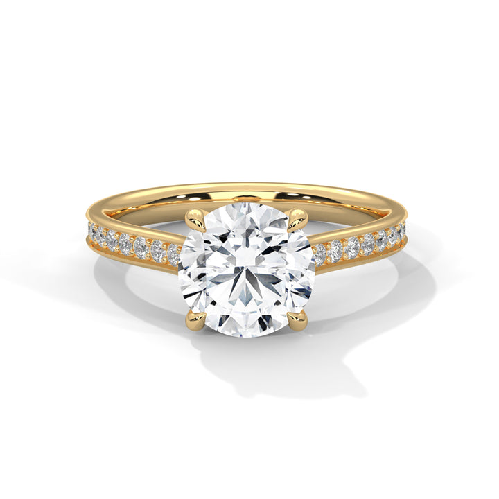1.29 CT Round Cut With Side Accents Solitaire Diamond Ring