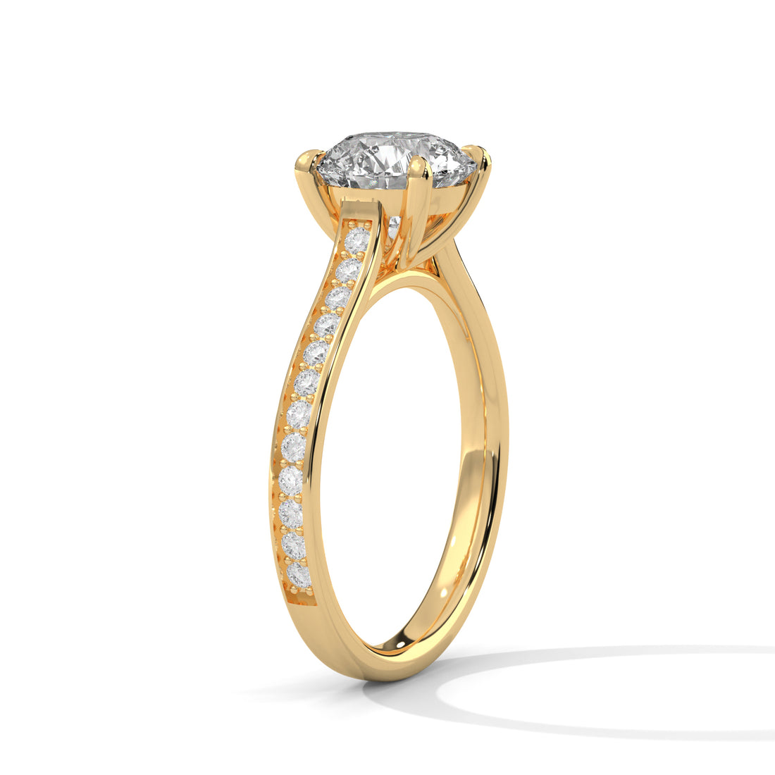 1.29 CT Round Cut With Side Accents Solitaire Diamond Ring