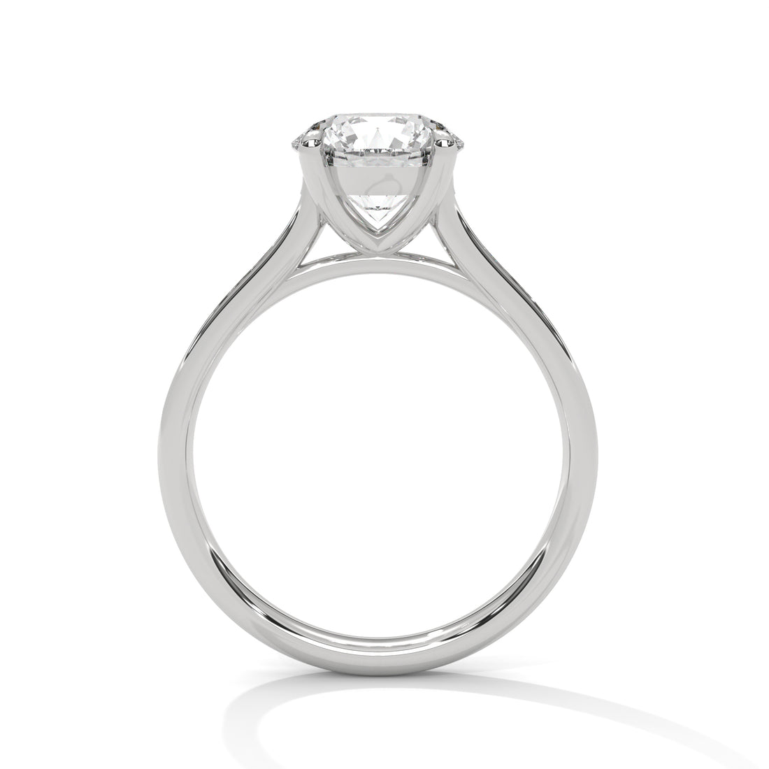 1.29 CT Round Cut With Side Accents Solitaire Diamond Ring