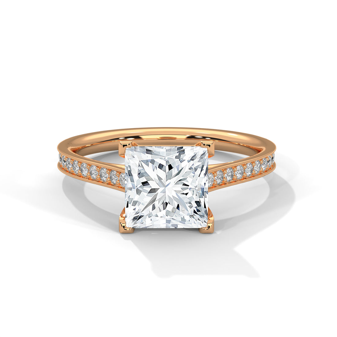 2.24 CT Princess Cut With Side Accents Solitaire Lab Diamond Ring
