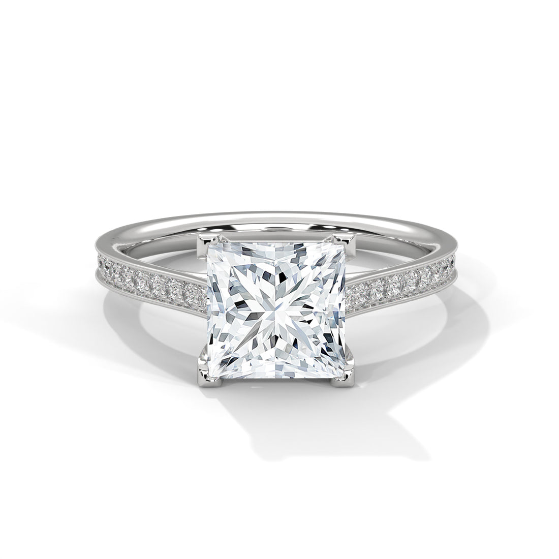 2.24 CT Princess Cut With Side Accents Solitaire Lab Diamond Ring
