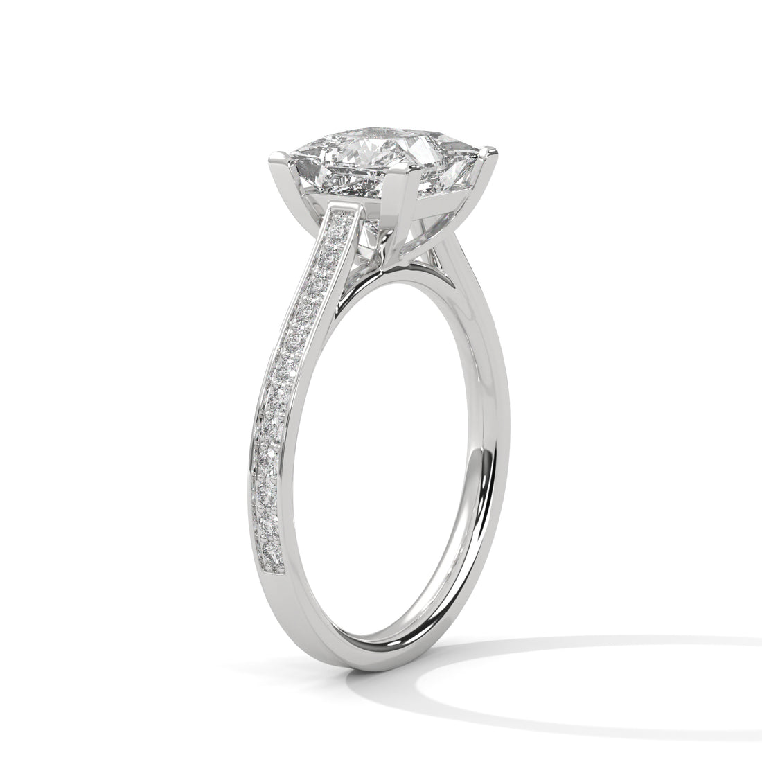 2.24 CT Princess Cut With Side Accents Solitaire Lab Diamond Ring