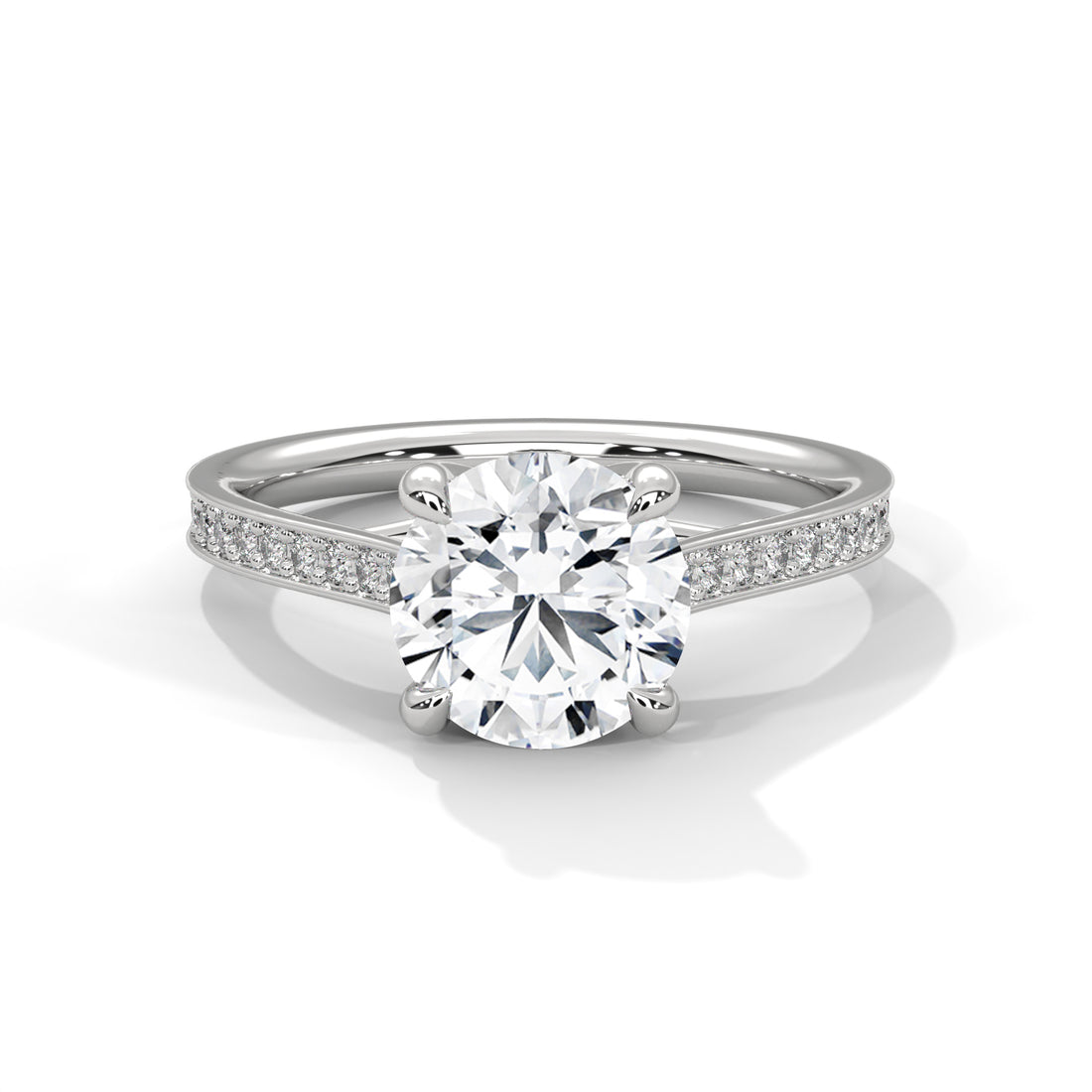 2.24 CT Round Cut With Side Accents Solitaire Diamond Ring