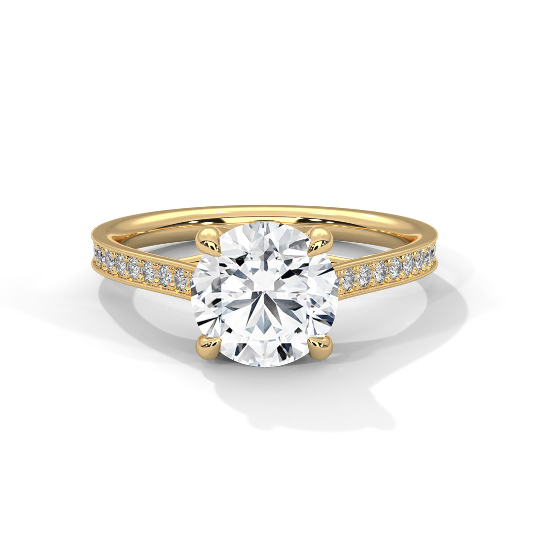2.24 CT Round Cut With Side Accents Solitaire Diamond Ring