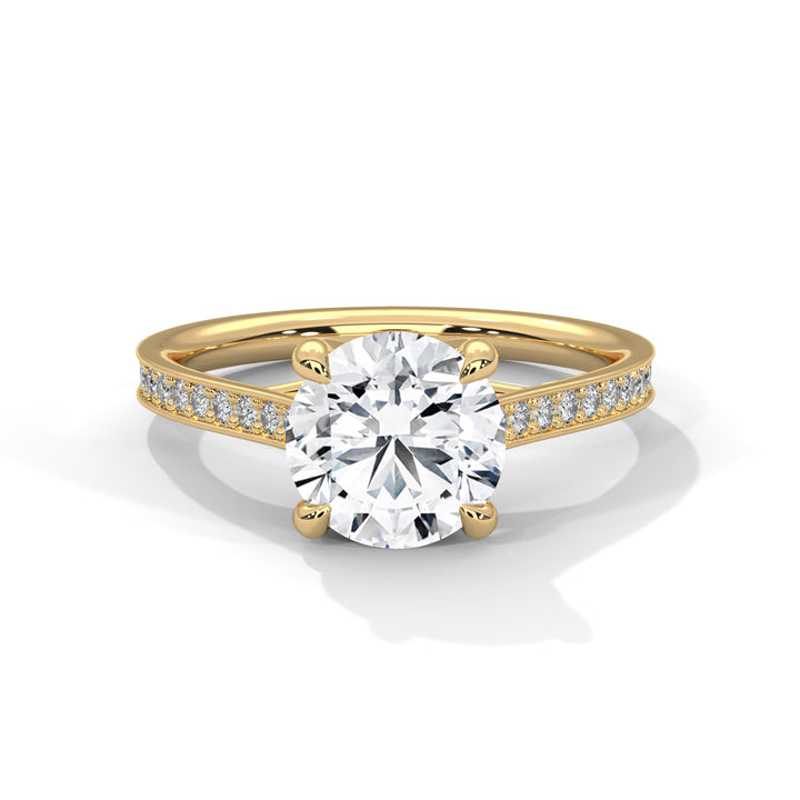 2.24 CT Round Cut With Side Accents Solitaire Diamond Ring