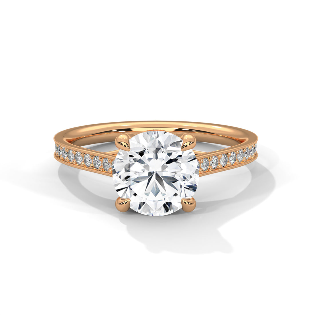 2.24 CT Round Cut With Side Accents Solitaire Diamond Ring