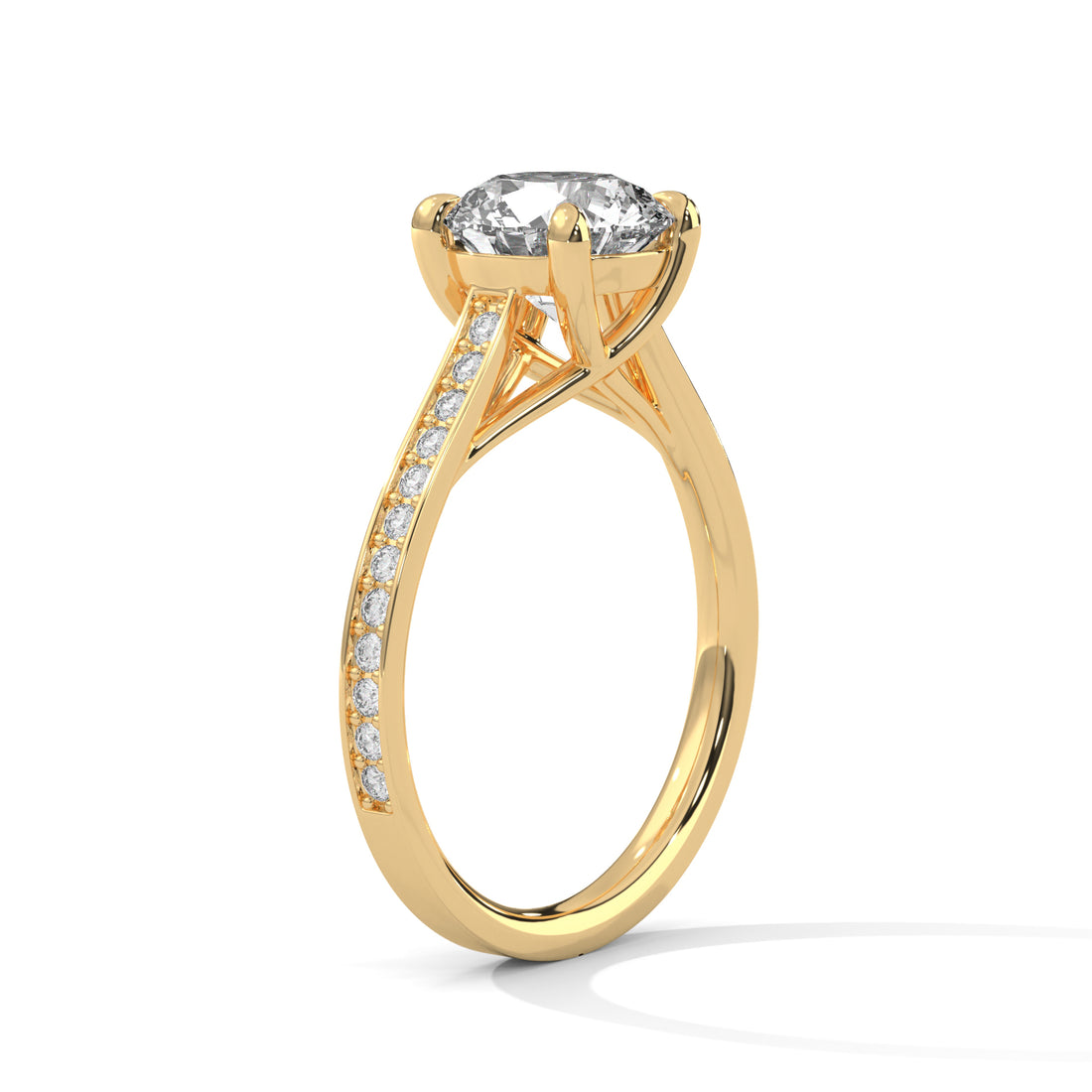 2.24 CT Round Cut With Side Accents Solitaire Diamond Ring