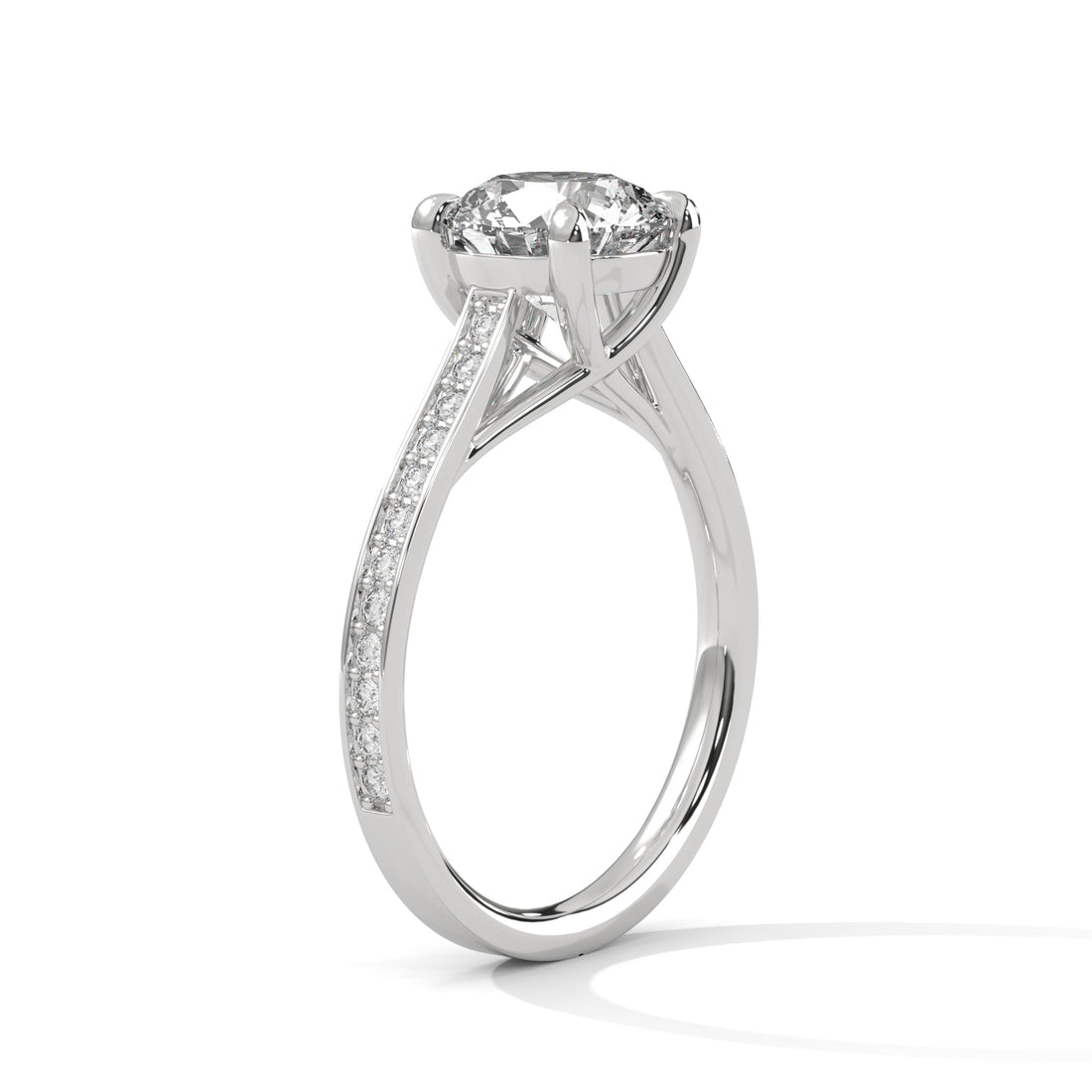 2.24 CT Round Cut With Side Accents Solitaire Diamond Ring