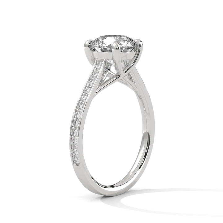 2.24 CT Round Cut With Side Accents Solitaire Diamond Ring