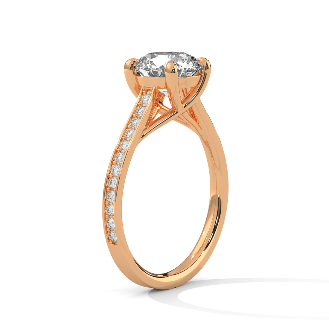 2.24 CT Round Cut With Side Accents Solitaire Diamond Ring