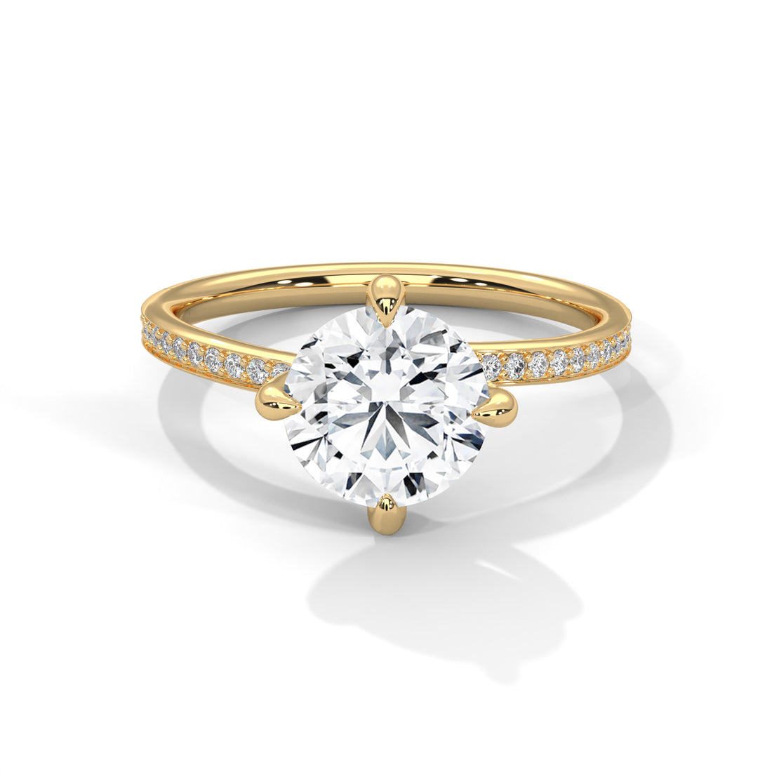 2.15 CT Round Cut With Side Accents Solitaire Diamond Ring