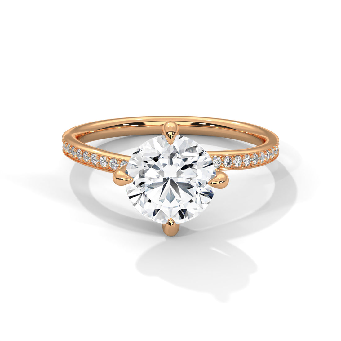 2.15 CT Round Cut With Side Accents Solitaire Diamond Ring