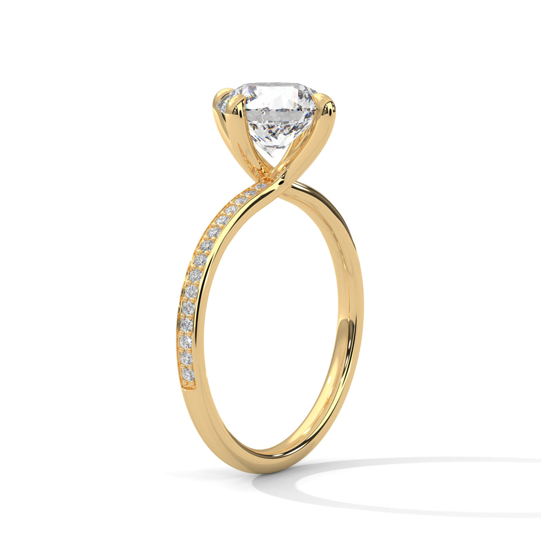 2.15 CT Round Cut With Side Accents Solitaire Diamond Ring