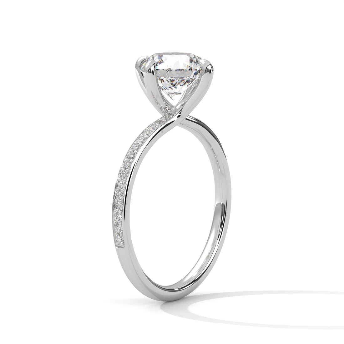 2.15 CT Round Cut With Side Accents Solitaire Diamond Ring