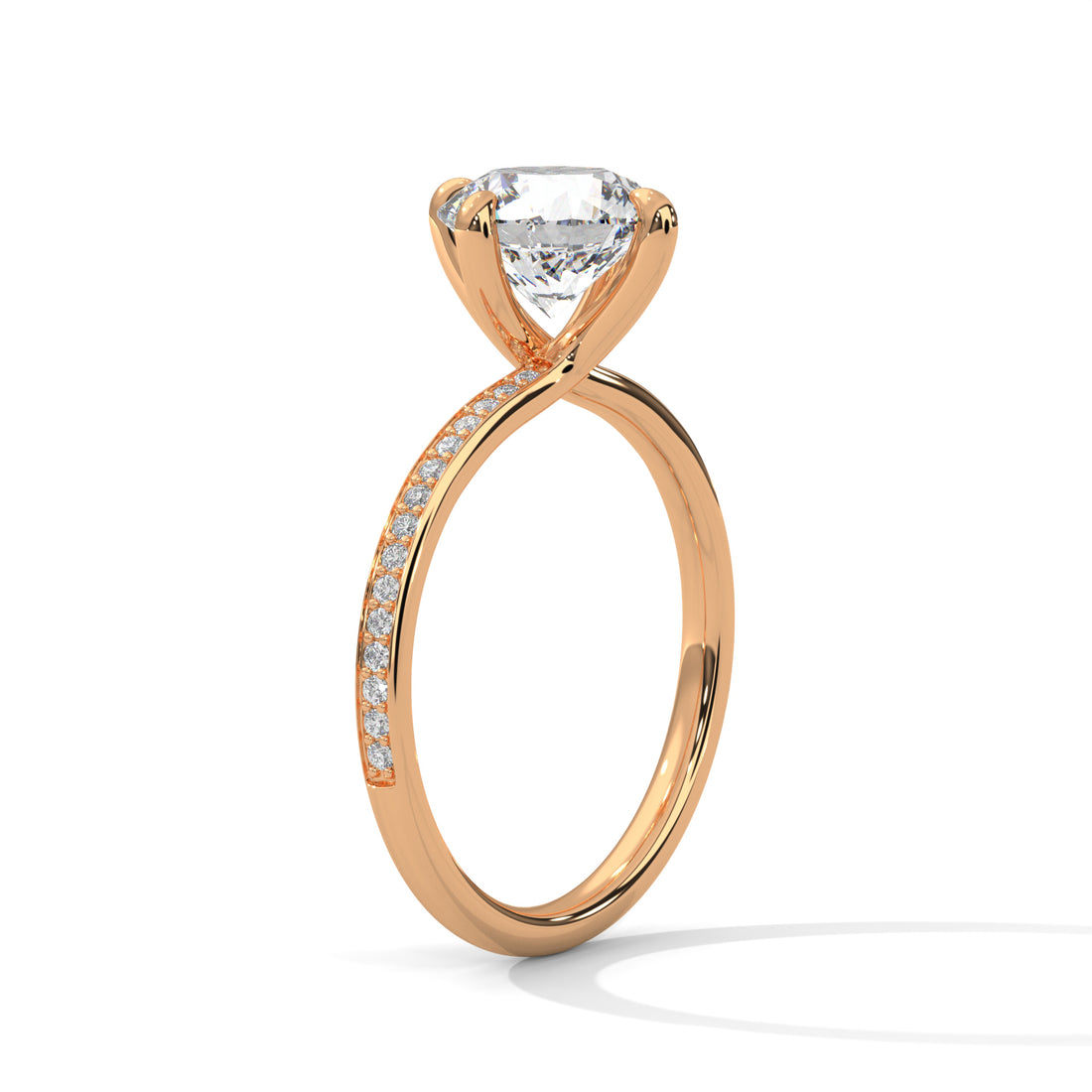 2.15 CT Round Cut With Side Accents Solitaire Diamond Ring