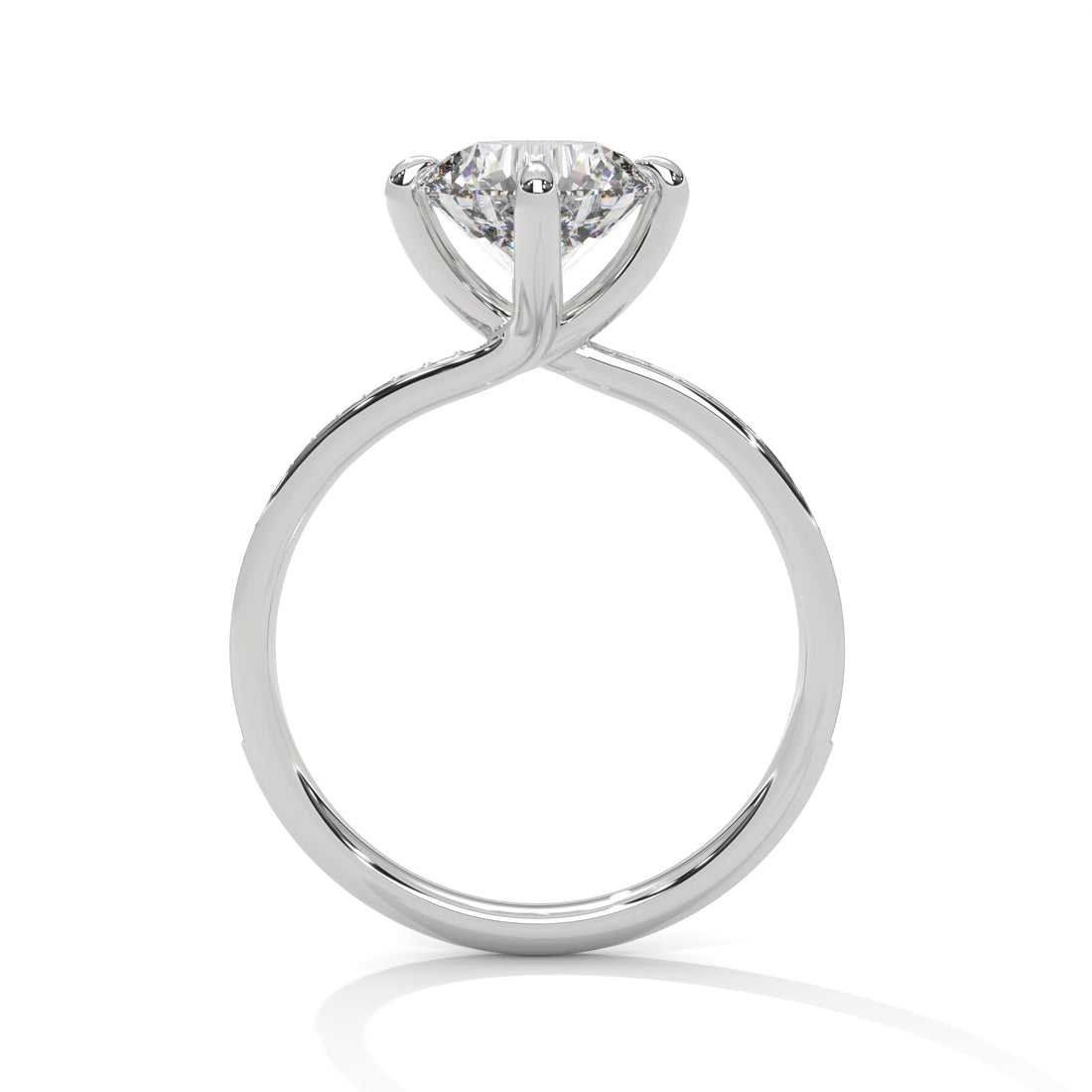 2.15 CT Round Cut With Side Accents Solitaire Diamond Ring