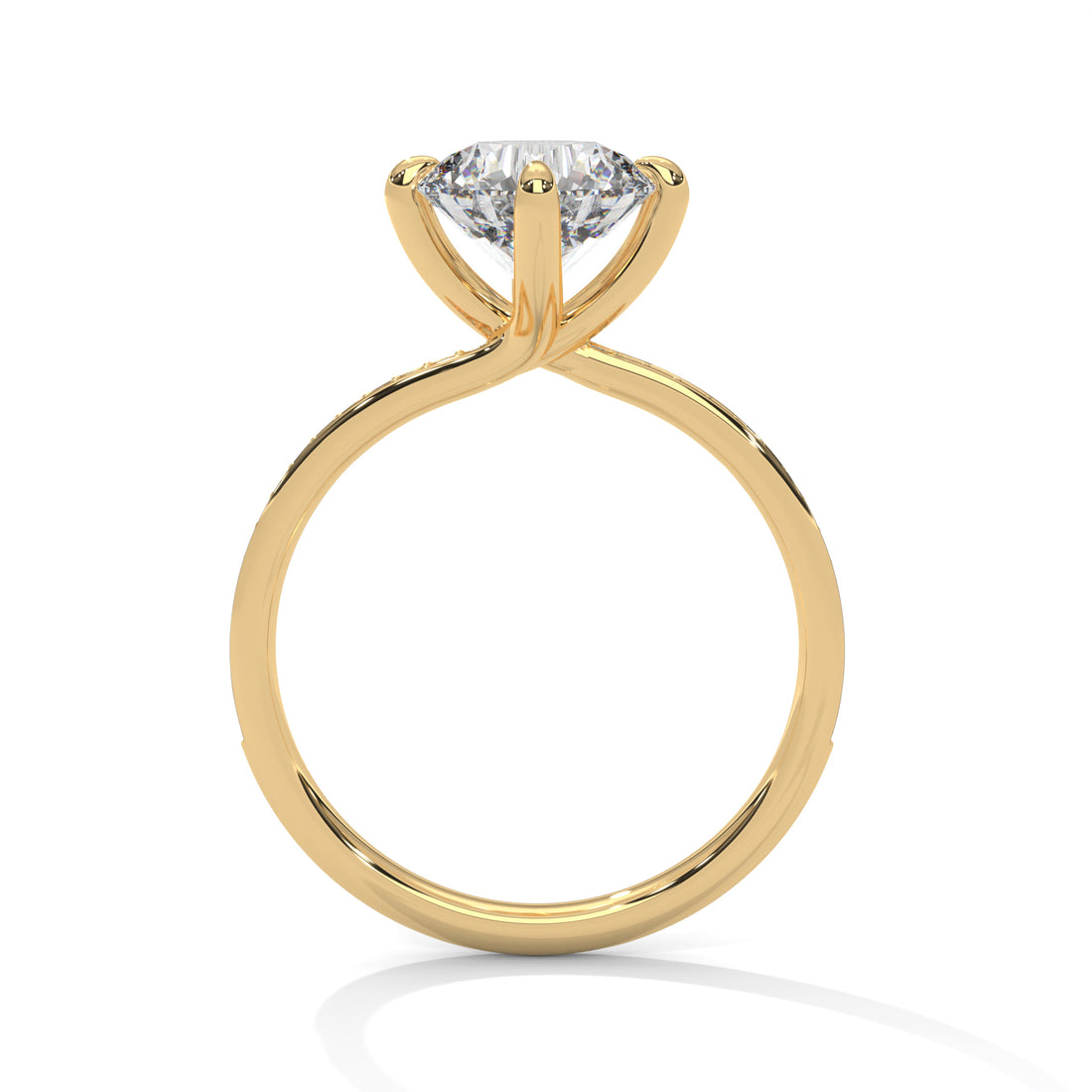 2.15 CT Round Cut With Side Accents Solitaire Diamond Ring