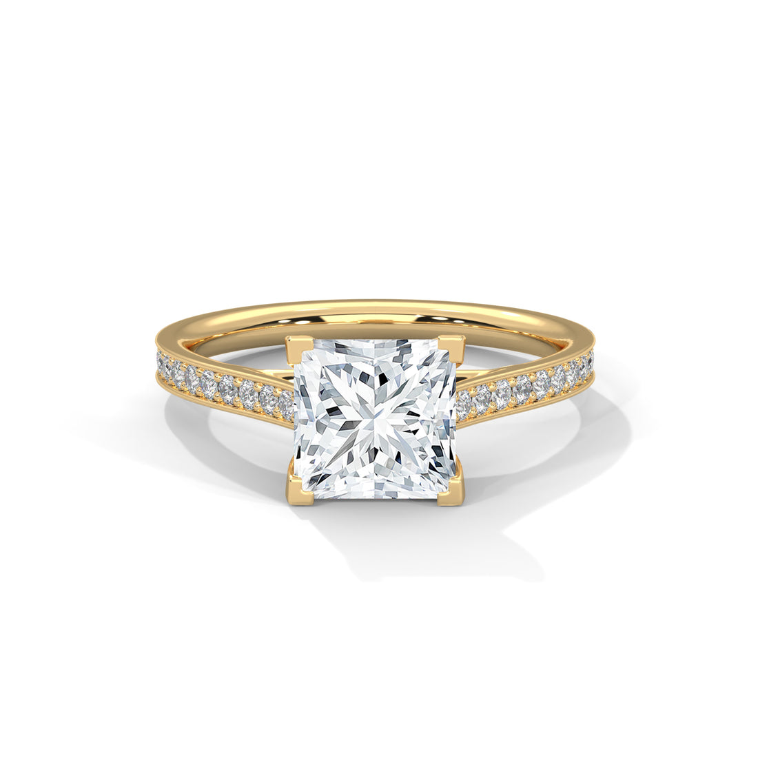 2.24 CT Princess Cut With Side Accents Solitaire Diamond Ring