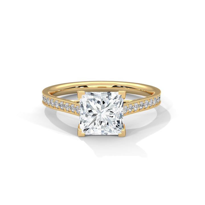 2.24 CT Princess Cut With Side Accents Solitaire Diamond Ring