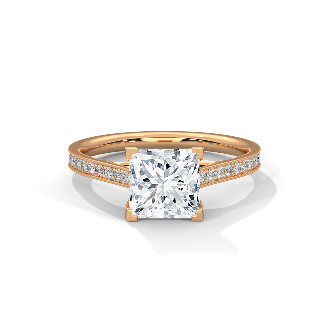 2.24 CT Princess Cut With Side Accents Solitaire Diamond Ring