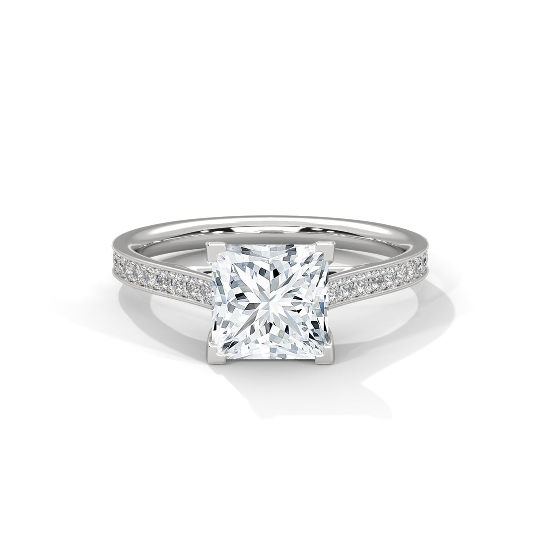 2.24 CT Princess Cut With Side Accents Solitaire Diamond Ring