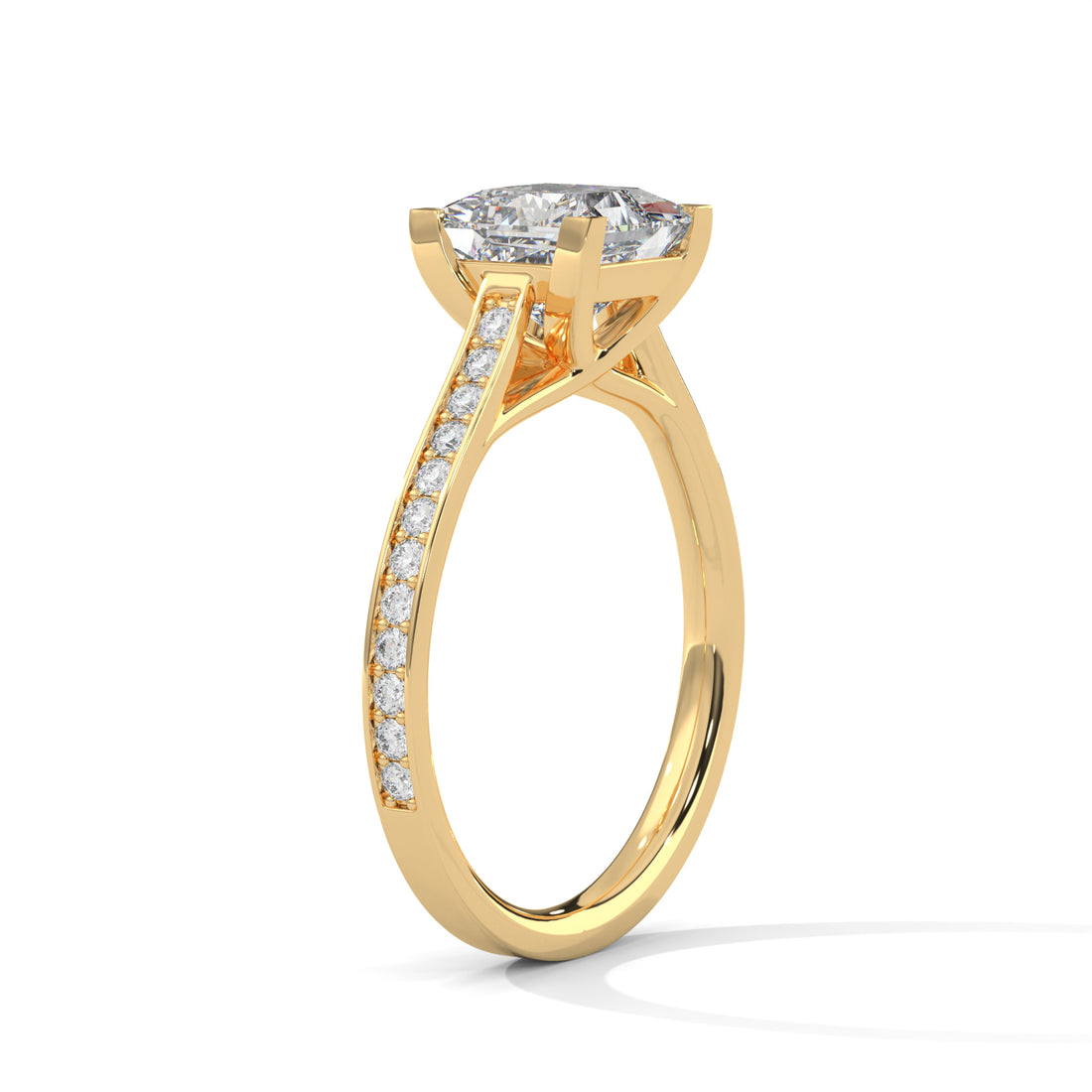 2.24 CT Princess Cut With Side Accents Solitaire Diamond Ring
