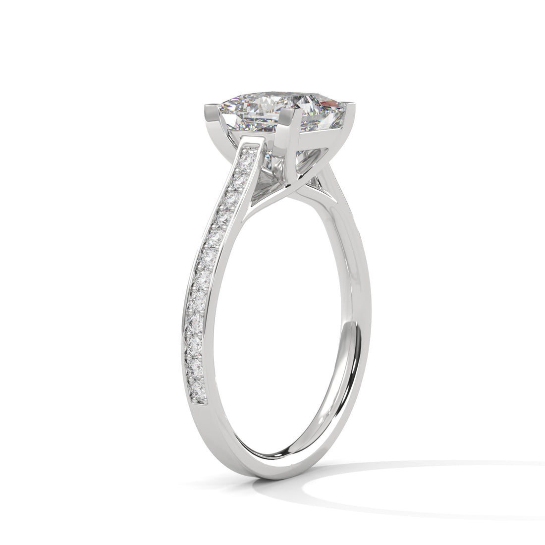 2.24 CT Princess Cut With Side Accents Solitaire Diamond Ring