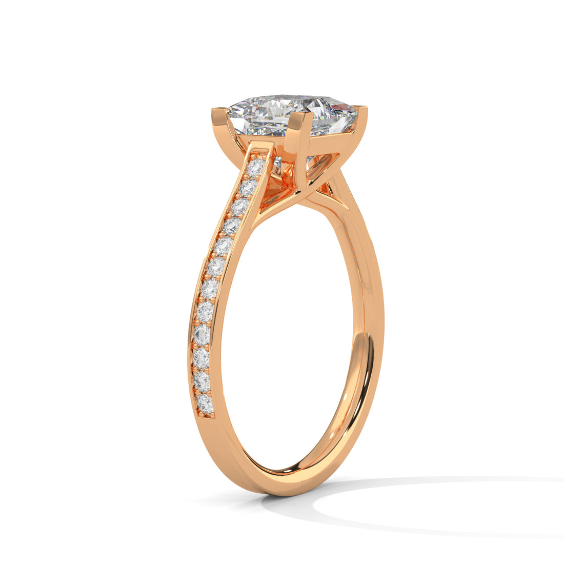 2.24 CT Princess Cut With Side Accents Solitaire Diamond Ring