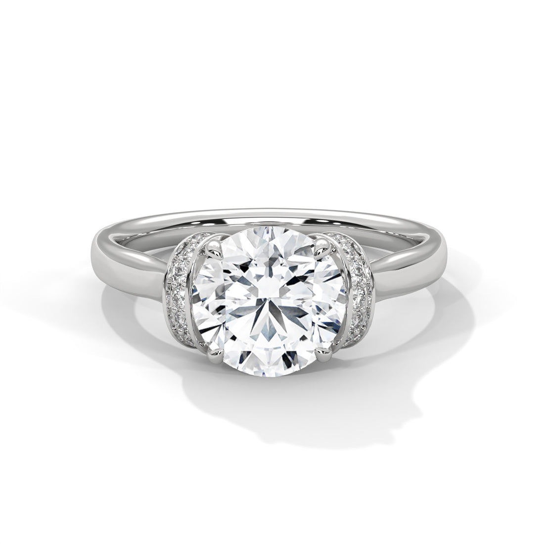 2.11 CT Round Cut Vintage V Shape Hidden Accents Diamond Ring