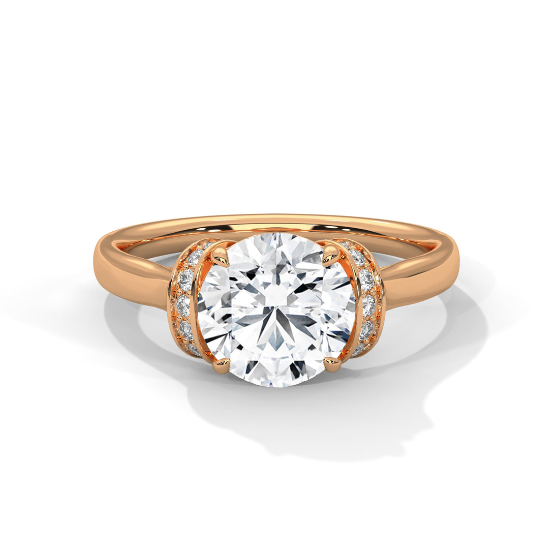 2.11 CT Round Cut Vintage V Shape Hidden Accents Diamond Ring