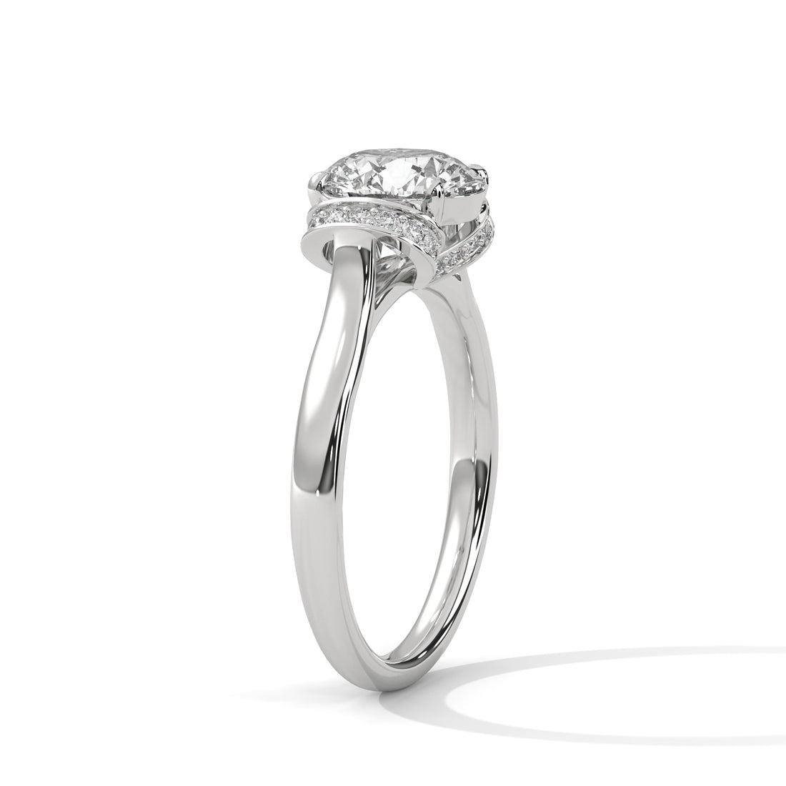 2.11 CT Round Cut Vintage V Shape Hidden Accents Diamond Ring