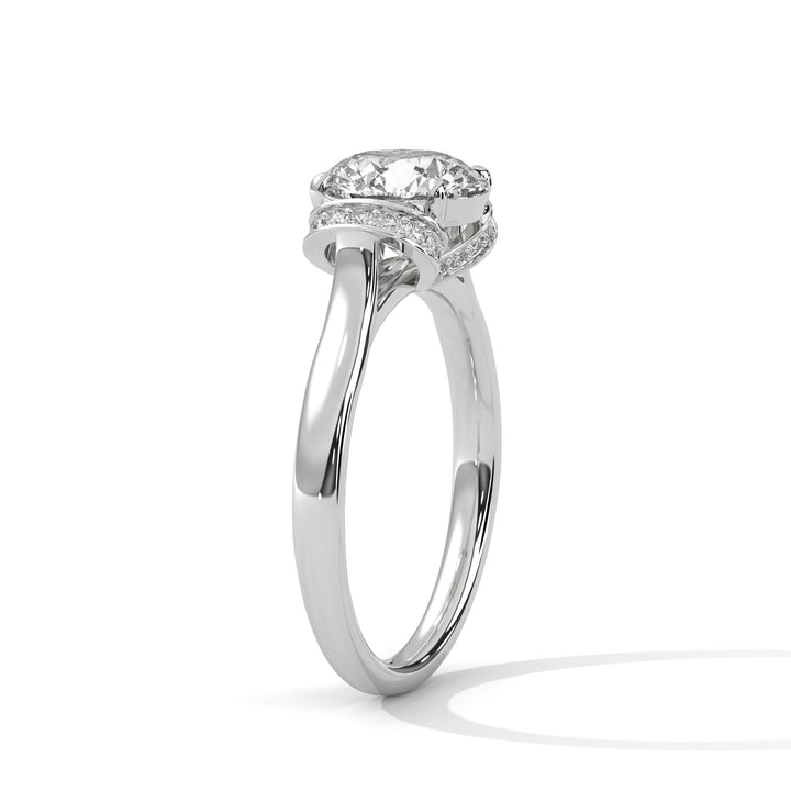 2.11 CT Round Cut Vintage V Shape Hidden Accents Diamond Ring