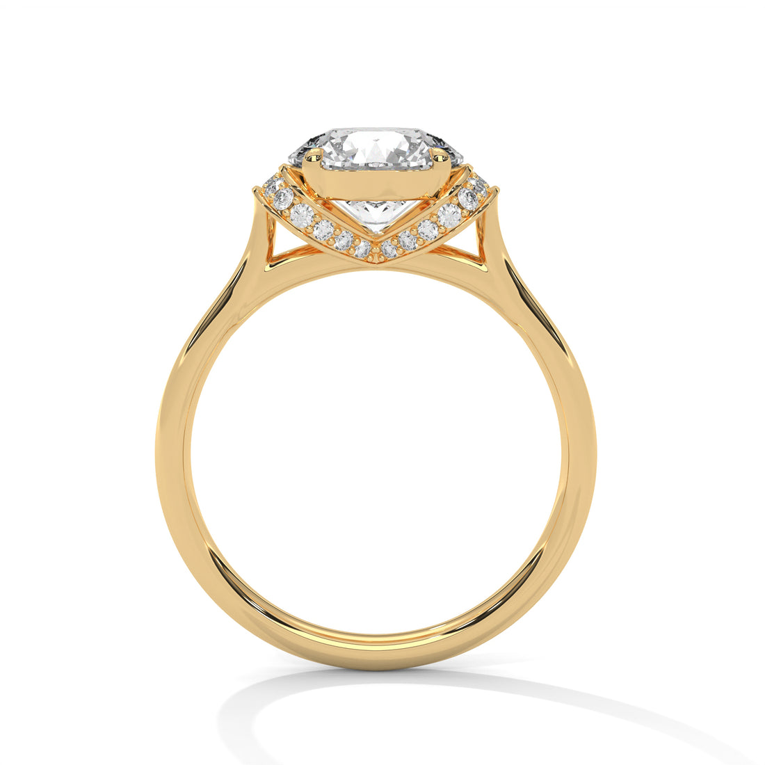 2.11 CT Round Cut Vintage V Shape Hidden Accents Diamond Ring