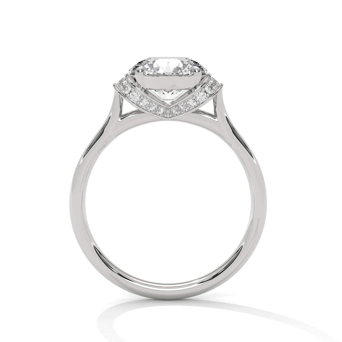 2.11 CT Round Cut Vintage V Shape Hidden Accents Diamond Ring