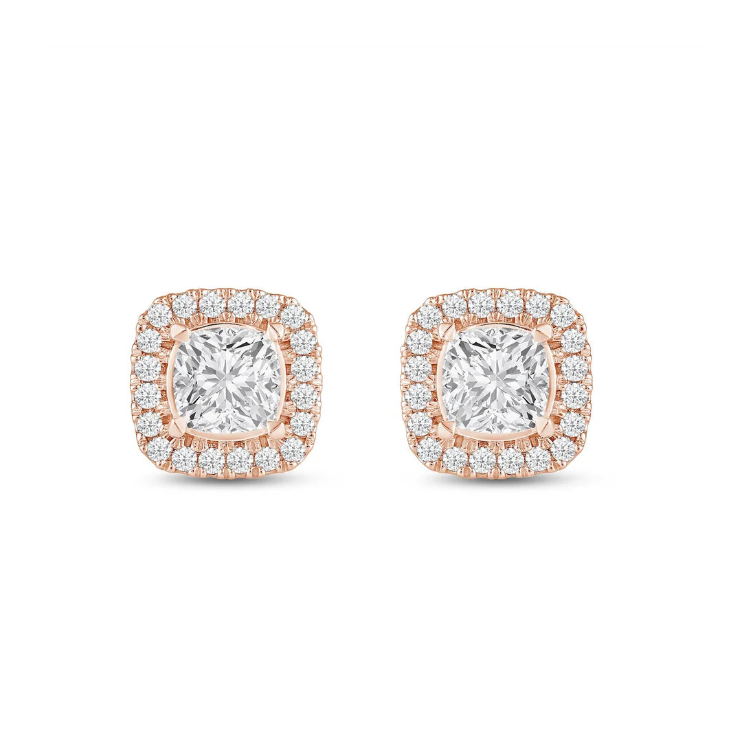 2 CT Cushion Cut Halo Moissanite Diamond Stud Earrings for Her