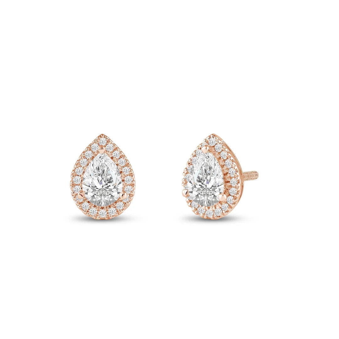2 CT Pear Cut Moissanite Diamond Halo Stud Earrings for Women